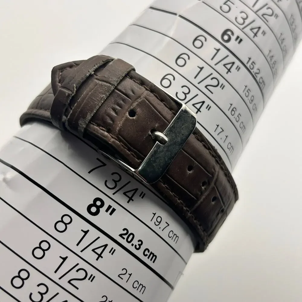 UNLISTED UL1295 Silver Tone Brown Leather 42mm Men’s Watch Working